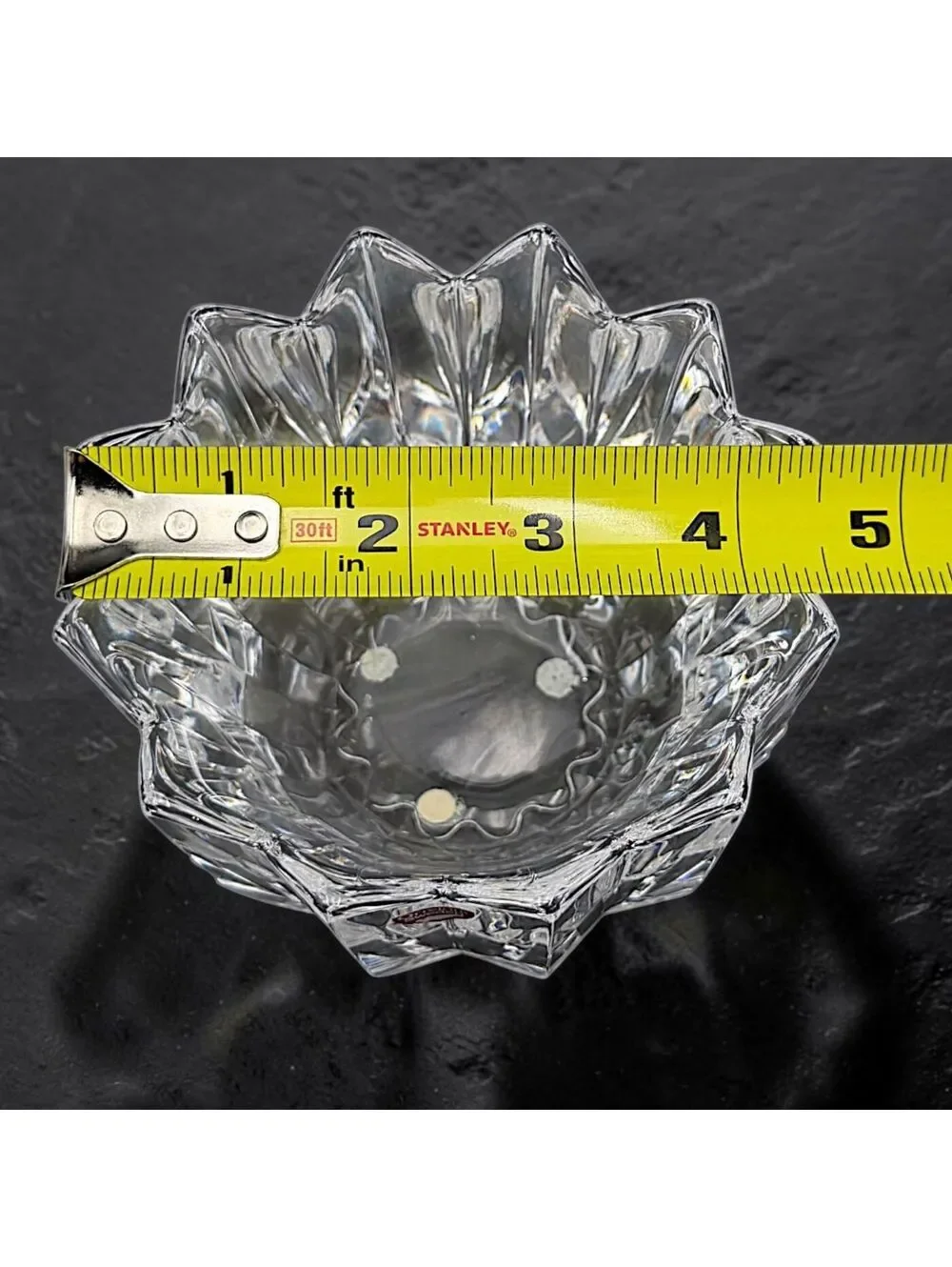 Vintage Orrefors Fleur Crystal Bowl Jan Johansson Signed Sweden 4.75